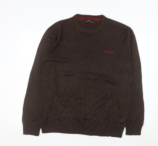 Pierre Cardin Men's Brown XL Acrylic Crew Neck Pullover Jumper