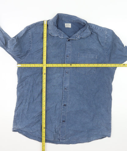 Matalan Men’s Blue Linen Cotton Long Sleeve Button-Up Shirt L