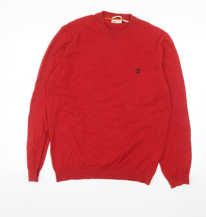 Timberland Men's Red Merino Wool Crew Neck Jumper Size M