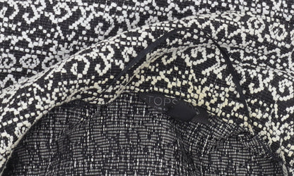 Topshop Women's Black Geometric Coatigan Size 14 Open Front Mid-Length
