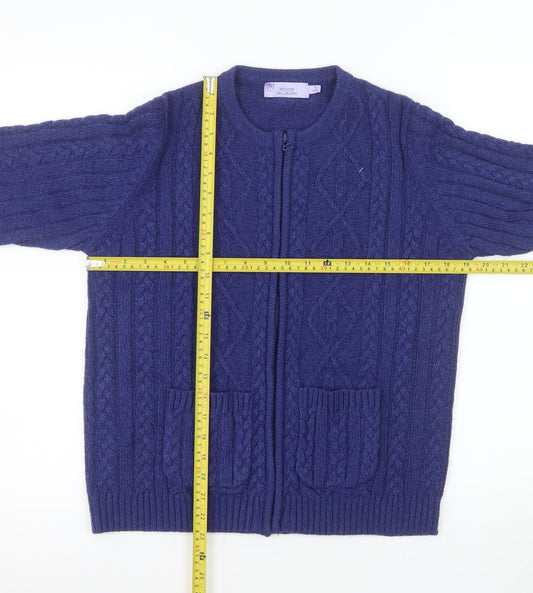 Honor Millburn Women's Blue Knit Zip Jacket Size S 10-12