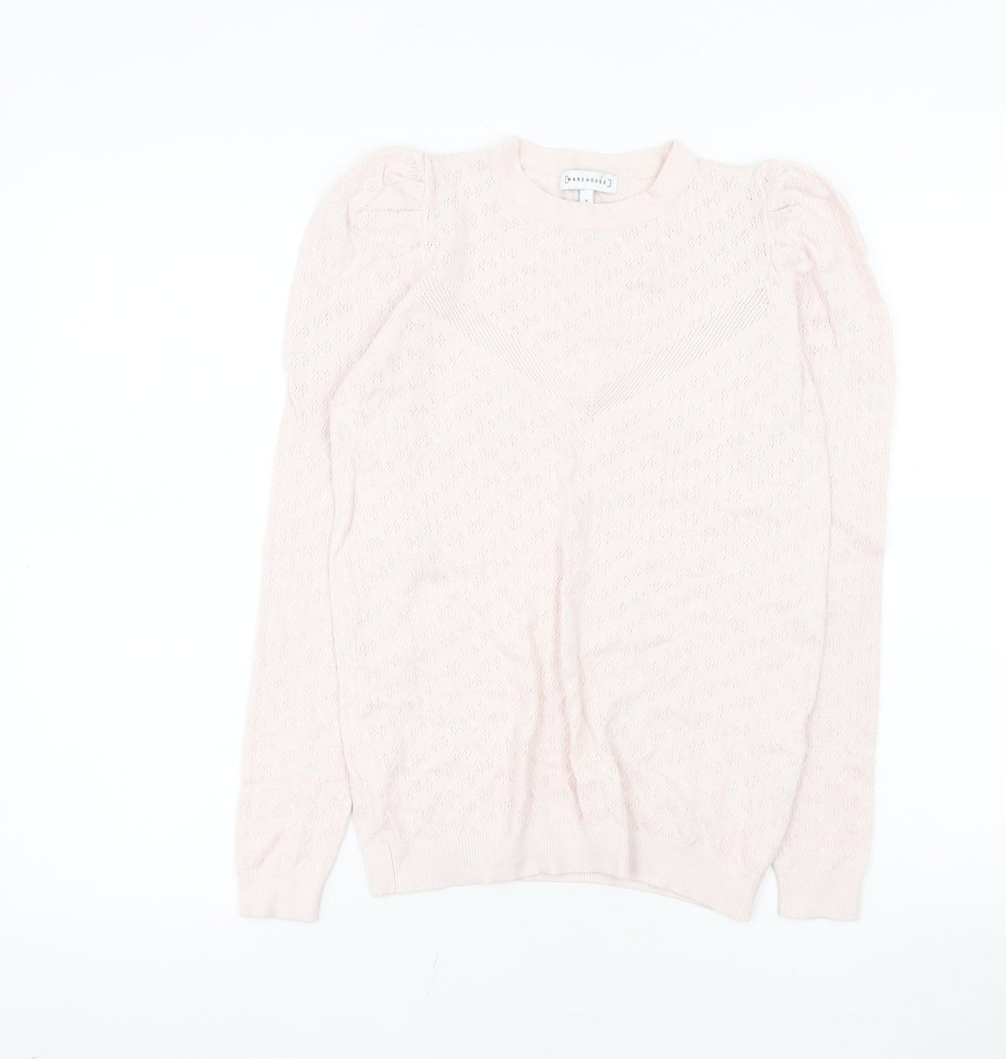 Warehouse Women’s Pink Puff Sleeve Knit Blouse UK 8