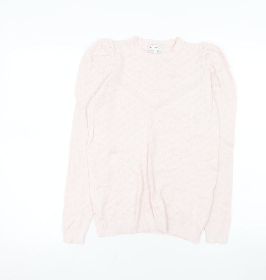 Warehouse Women’s Pink Puff Sleeve Knit Blouse UK 8