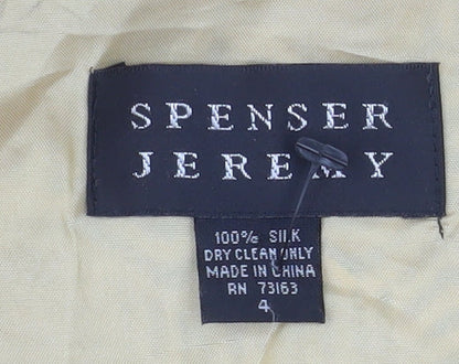 Spenser Jeremy Women’s Beige Silk Geometric Short Sleeve Blouse Size 8