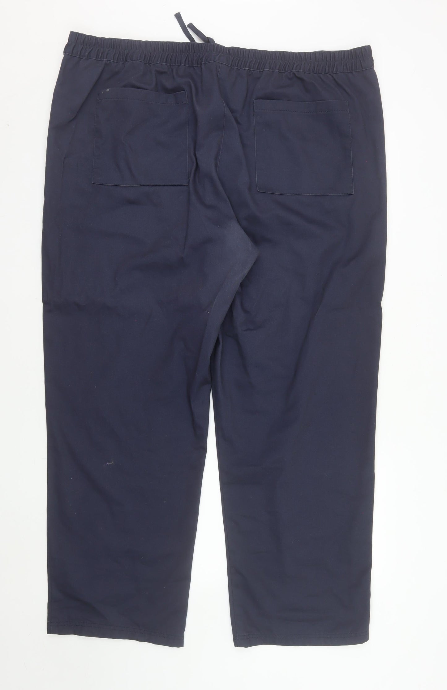 Cotton Traders Women Navy Blue Size 22 Drawstring Cotton Trousers