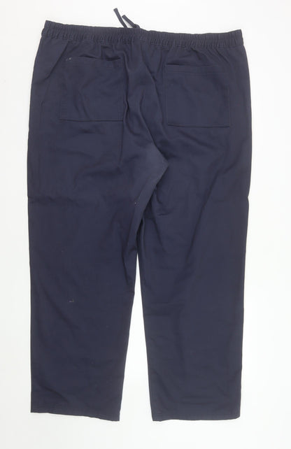 Cotton Traders Women Navy Blue Size 22 Drawstring Cotton Trousers