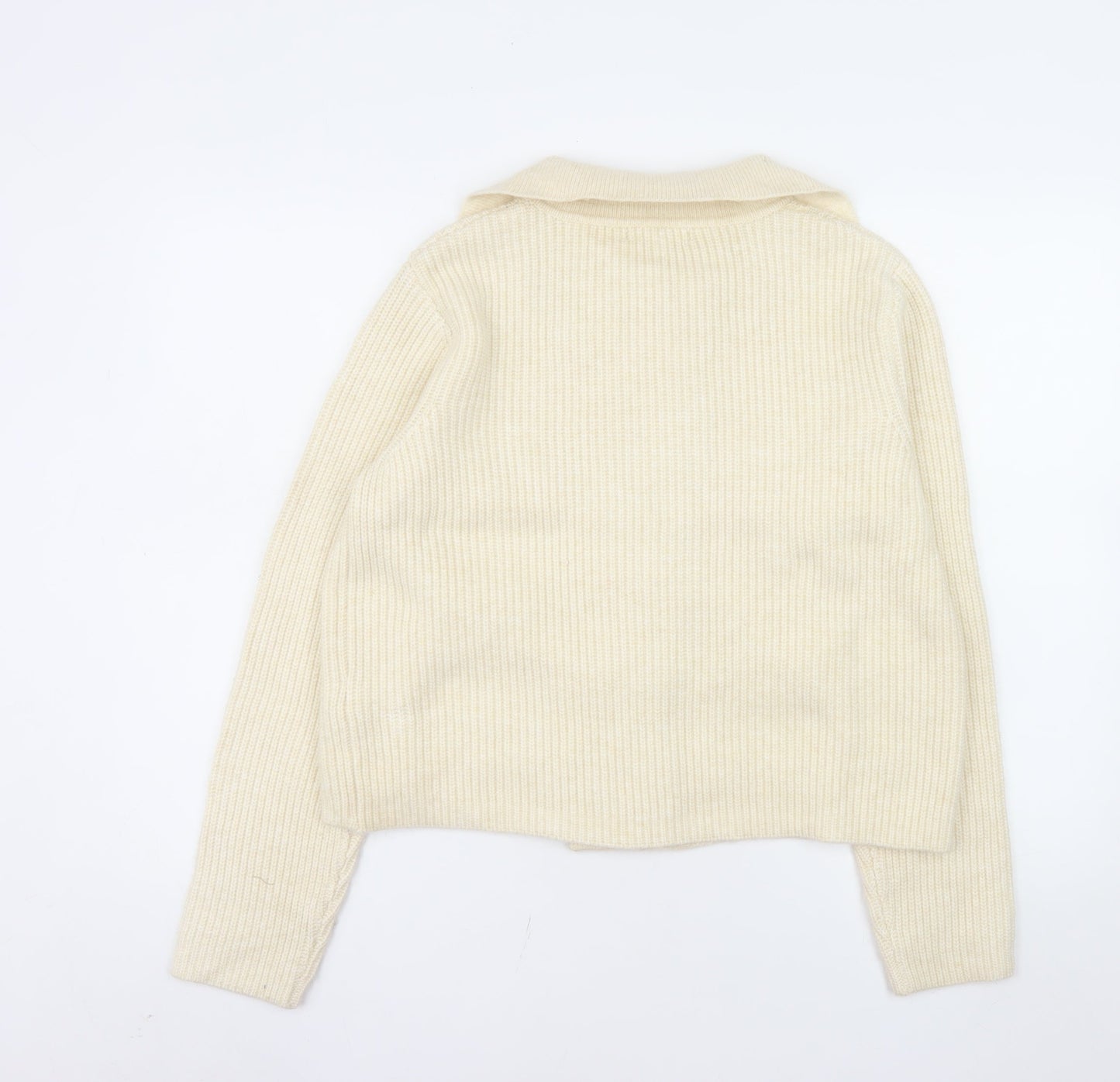 Marks and Spencer Women's Ivory Collared Button Knit Cardigan M