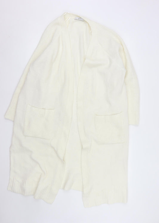 Next Women Ivory Long Sleeve Open Knit Cardigan L