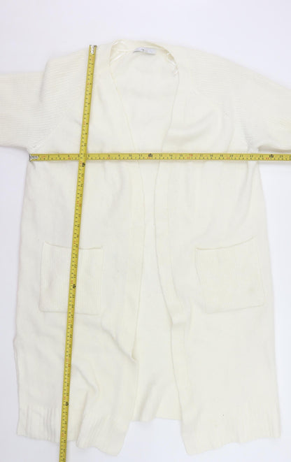 Next Women Ivory Long Sleeve Open Knit Cardigan L