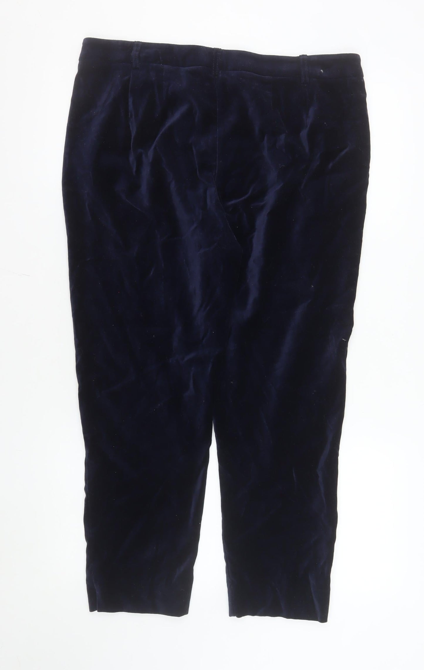 Marks and Spencer Women's Blue Velvet Straight Trousers Size 14