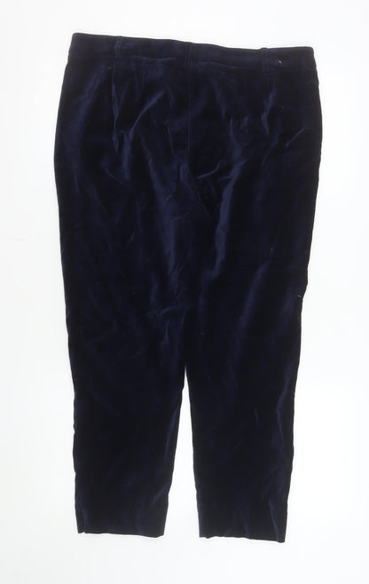 Marks and Spencer Women's Blue Velvet Straight Trousers Size 14