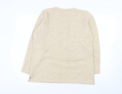 Cotswold Collections Women's Beige Alpaca Merino V-Neck Jumper L