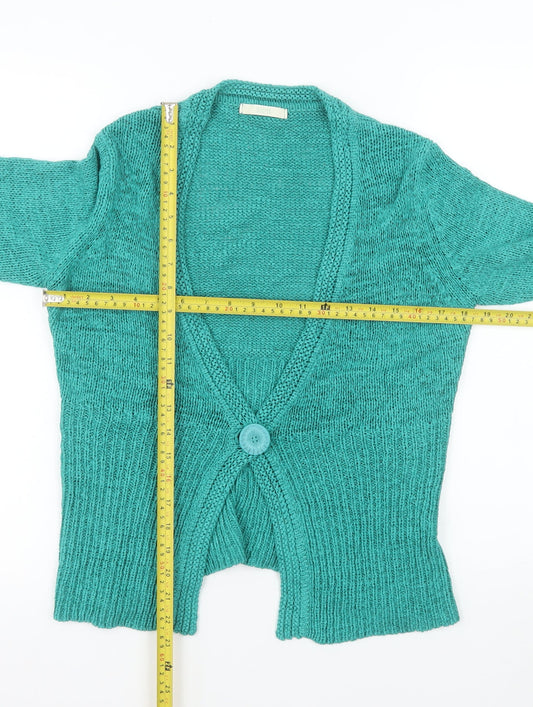 Marks and Spencer Women's Green Knit Cardigan UK 8 V-Neck Button Front