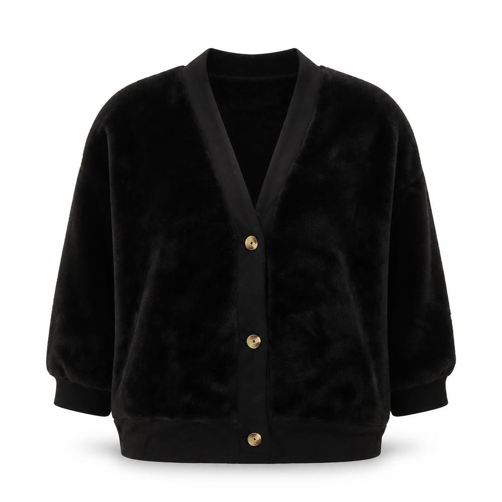Marks & Spencer Womens Black XL Velour Button Jacket