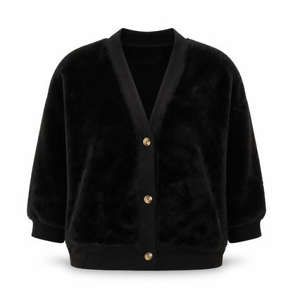 Marks & Spencer Womens Black XL Velour Button Jacket