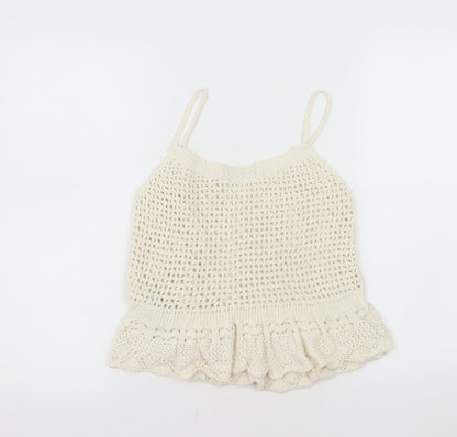 ONLY Womens Ivory Crochet Ruffle Camisole Tank Top M
