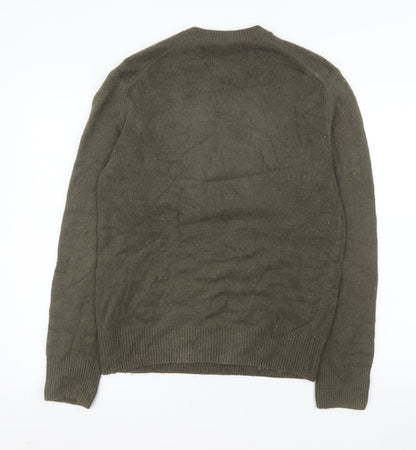 AllSaints Men's Green Wool Blend Crew Neck Jumper Size S