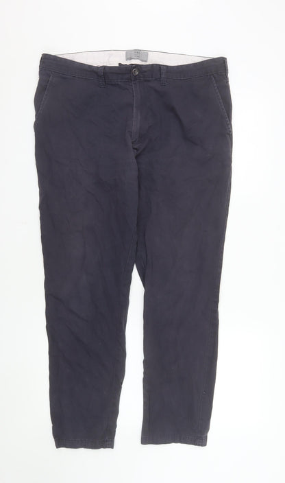 Marks and Spencer Men's Blue Chino Trousers 36W 29L Cotton Casual