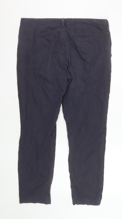 Marks and Spencer Men's Blue Chino Trousers 36W 29L Cotton Casual