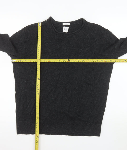 GAP Men's Black Linen Cotton Crew Neck Pullover Jumper M