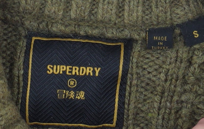 Superdry Men's Green Cable-Knit Wool Jumper Size S