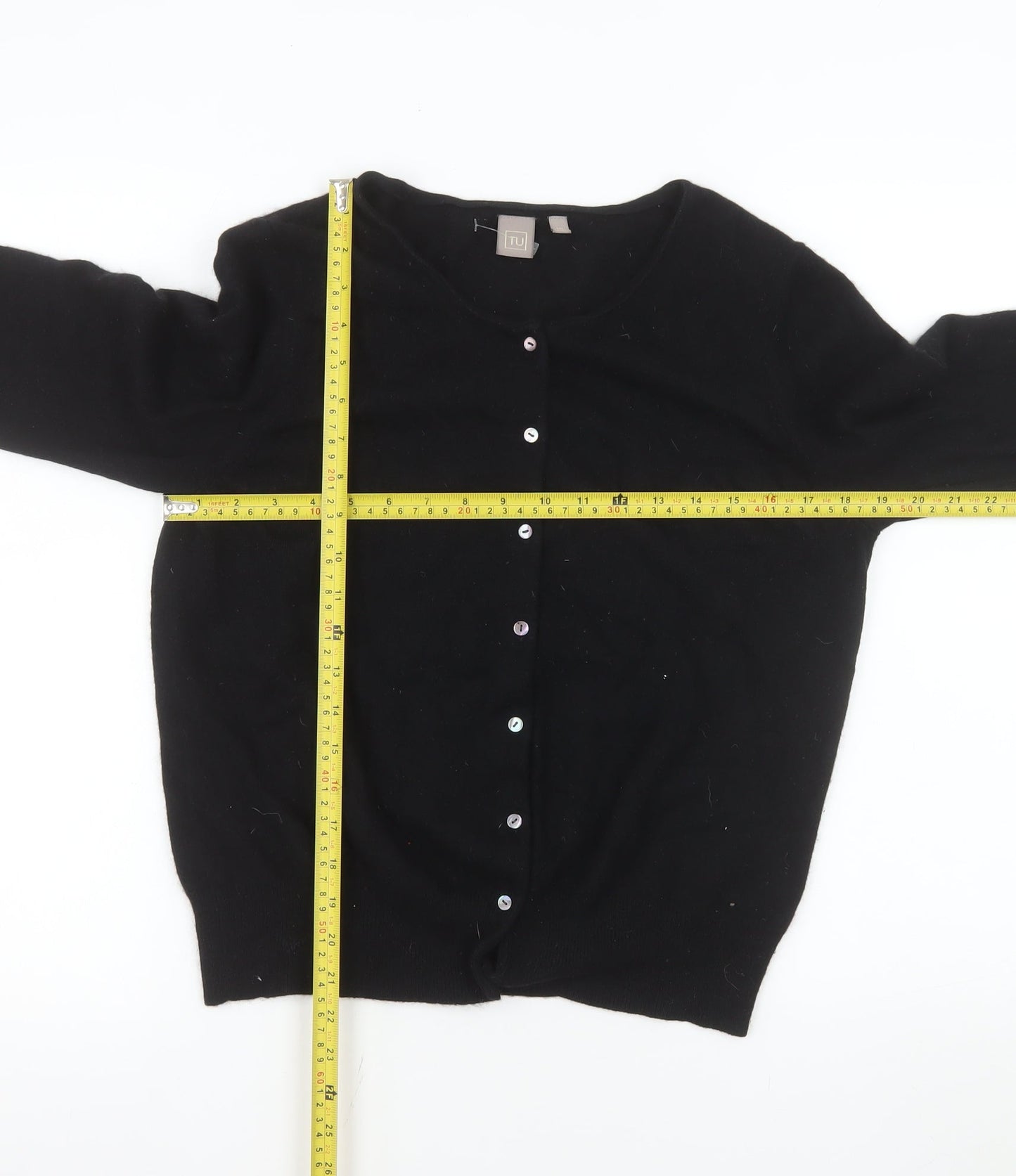 TU Women’s Black Cashmere Cardigan Size 18 Crew Neck Long Sleeve