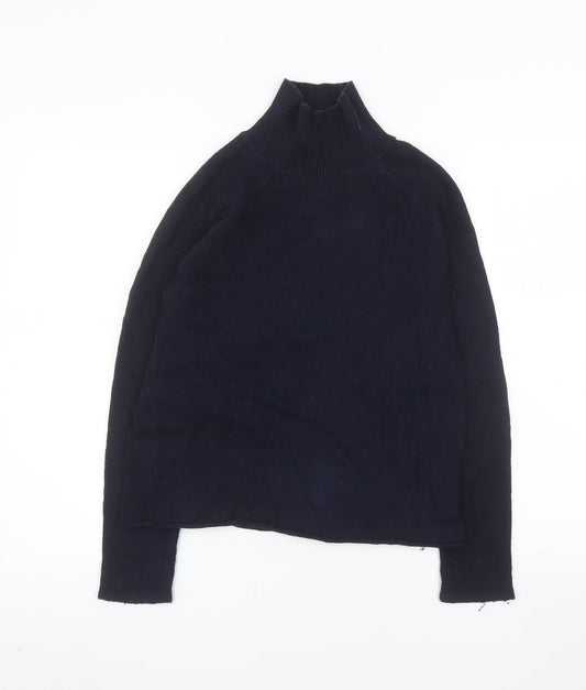 Whistles Women's Blue High Neck Cotton Blend Jumper Size 6