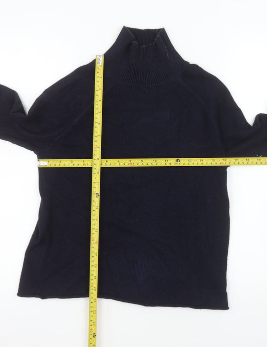 Whistles Women's Blue High Neck Cotton Blend Jumper Size 6