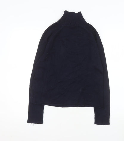 Whistles Women's Blue High Neck Cotton Blend Jumper Size 6