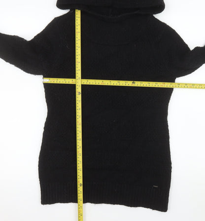 Animal Womens Black Hooded Knit Jumper Size 8 Wool Blend