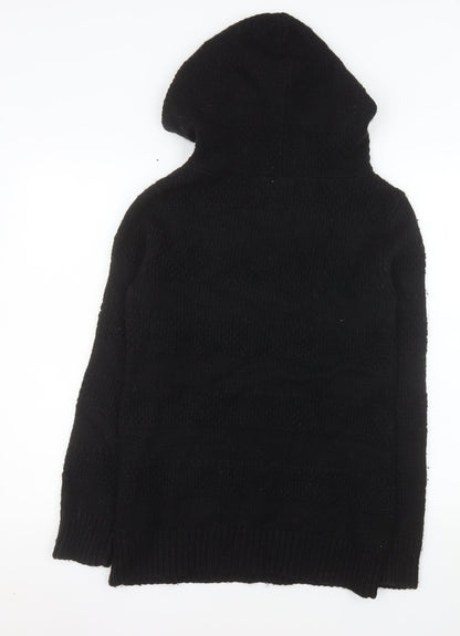 Animal Womens Black Hooded Knit Jumper Size 8 Wool Blend