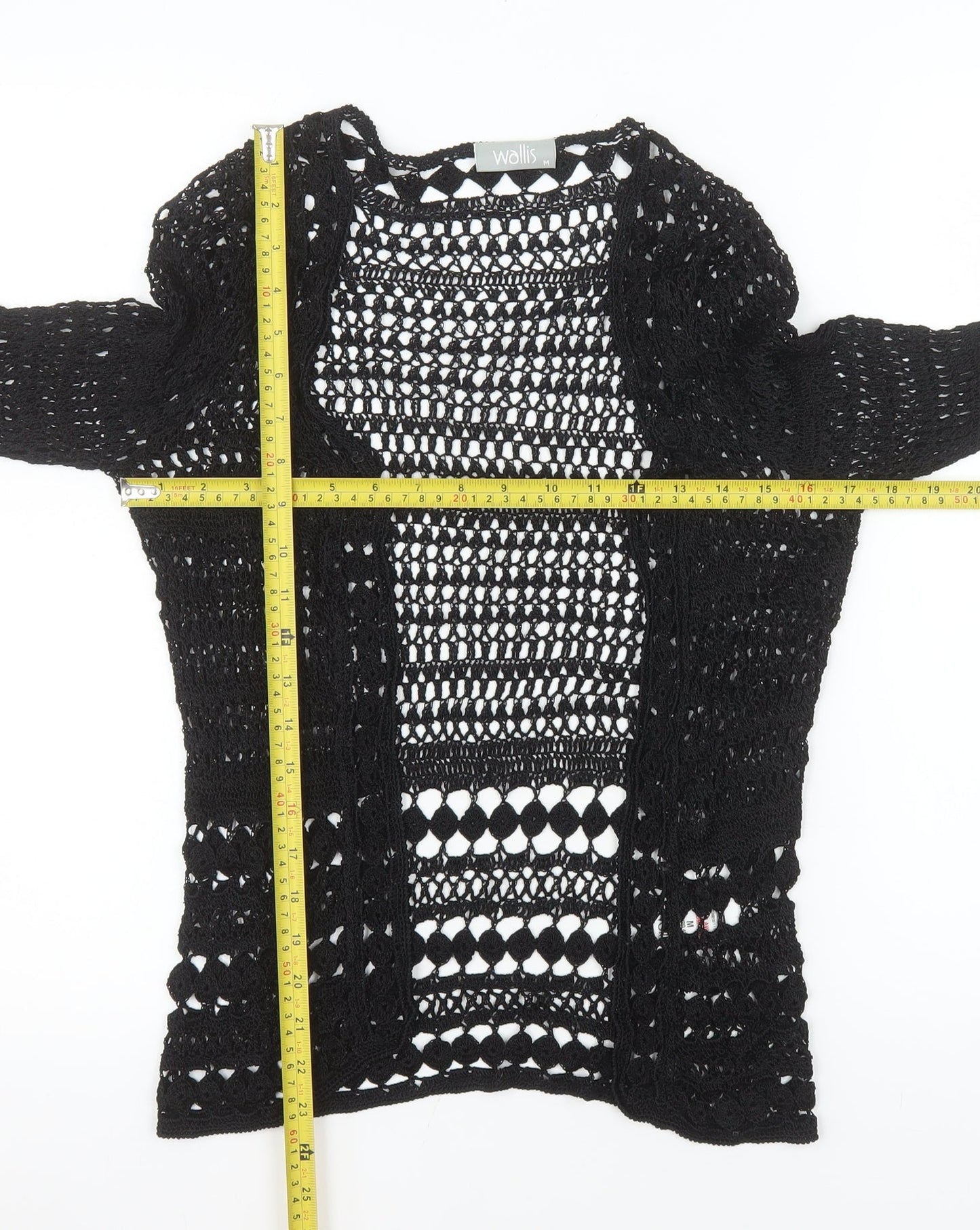 Wallis Women’s Black Crochet Open Knit Cardigan M