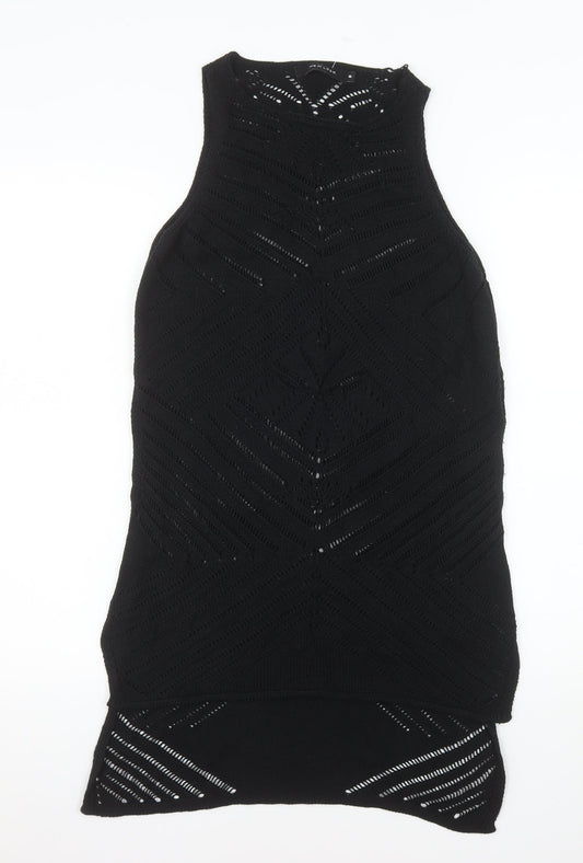 New Look Women’s Black Crochet Knit Sleeveless Midi Dress Size 8