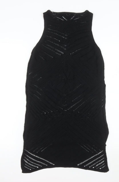 New Look Women’s Black Crochet Knit Sleeveless Midi Dress Size 8