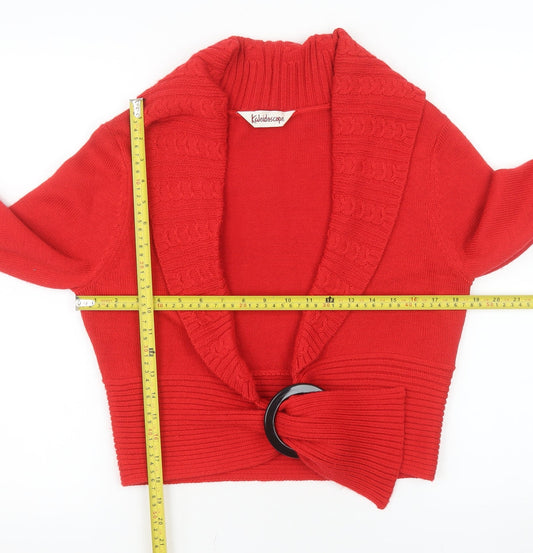 Kaleidoscope Women Red Belted Cardigan UK 14 Wool Blend Knitwear