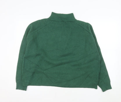 MNG Women's Green 1/2 Zip Ribbed Pullover Sweater Size M