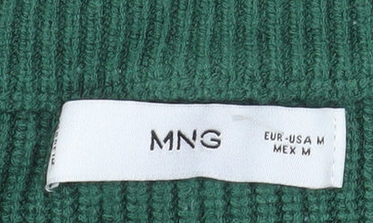 MNG Women's Green 1/2 Zip Ribbed Pullover Sweater Size M