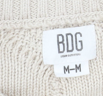 BDG Women Beige Cable-Knit Cotton Pullover Jumper M