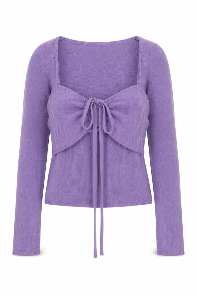 ASOS DESIGN Women's Purple Knitted Cropped Tie Front Top Size 10