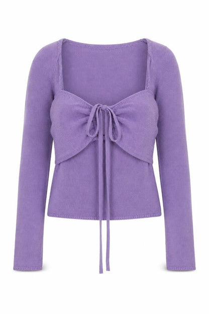 ASOS DESIGN Women's Purple Knitted Cropped Tie Front Top Size 10