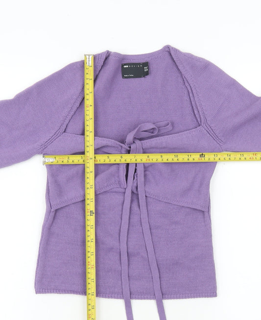 ASOS DESIGN Women's Purple Knitted Cropped Tie Front Top Size 10