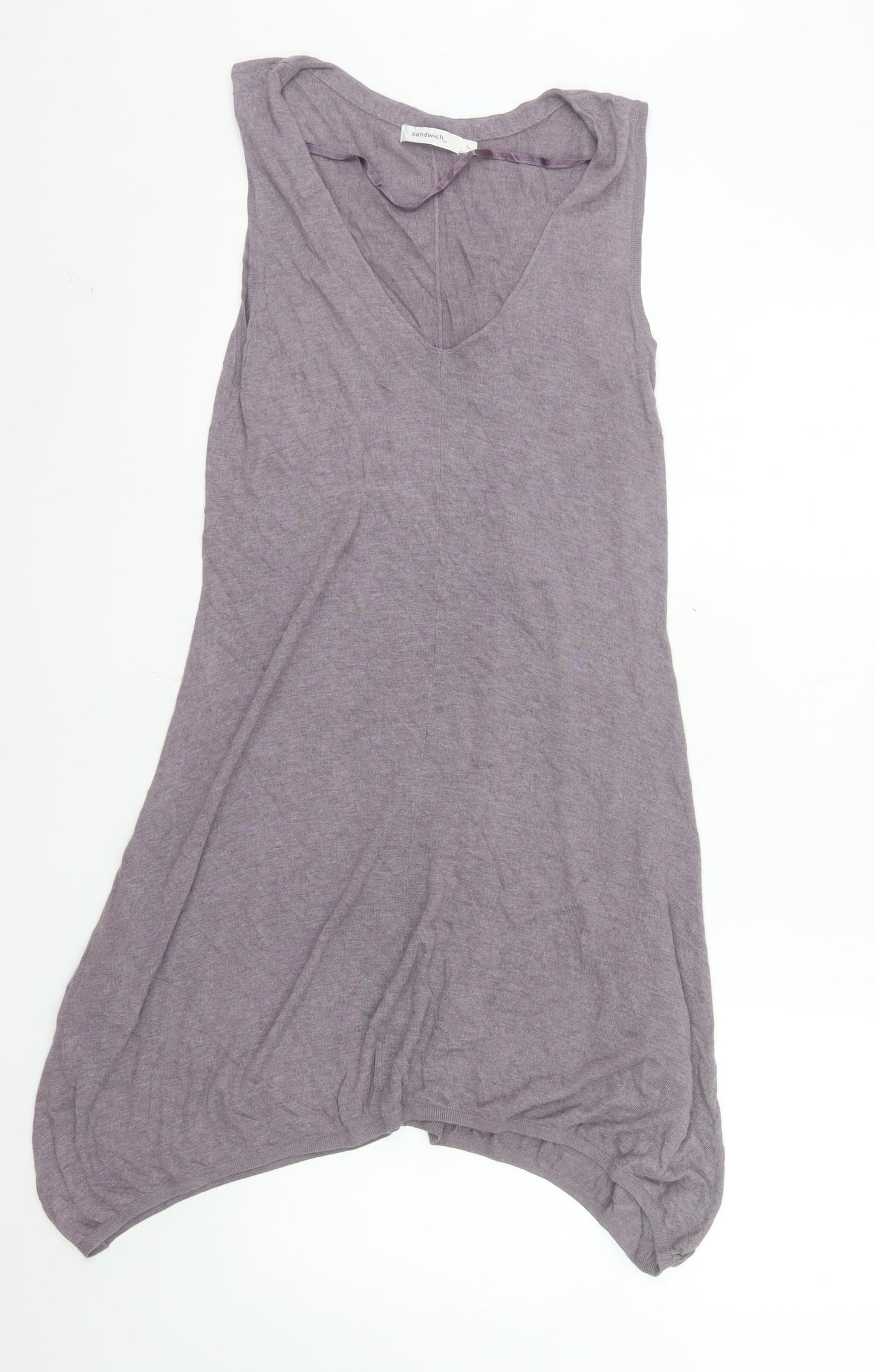Sandwich Women Purple L Asymmetric Sleeveless Jersey Dress