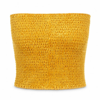 Urban Outfitters Women Yellow Cropped Strapless Velvet Tank Top M