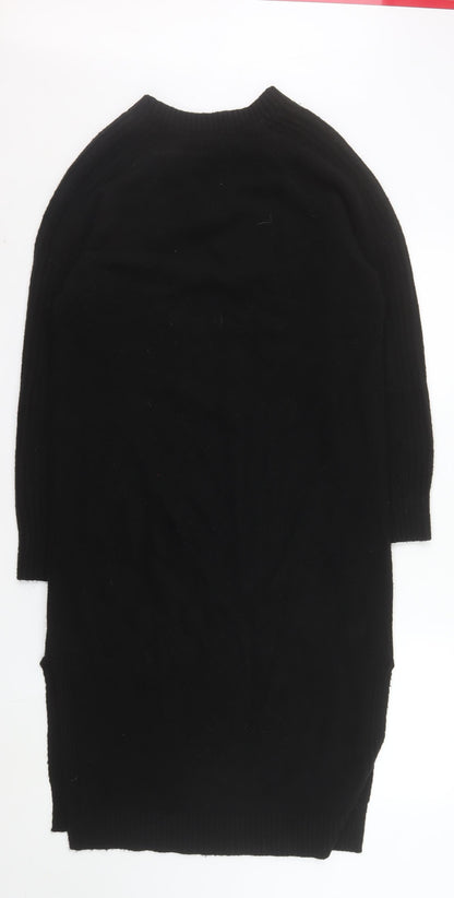 Primark Women Black XS V-Neck Long Sleeve Jumper Dress