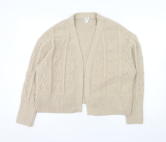 River Island Women’s Beige Cable-Knit Open Cardigan M
