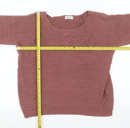 Marks and Spencer Women’s Brown Cotton Blend Scoop Neck Jumper Size 16