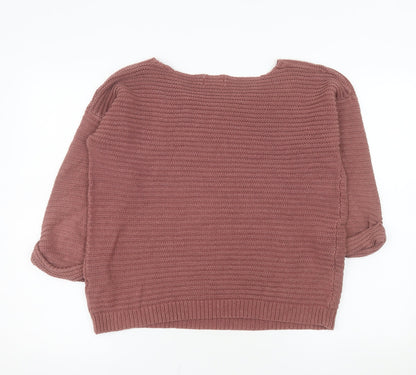 Marks and Spencer Women’s Brown Cotton Blend Scoop Neck Jumper Size 16