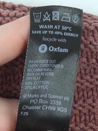 Marks and Spencer Women’s Brown Cotton Blend Scoop Neck Jumper Size 16