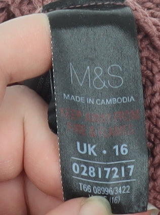 Marks and Spencer Women’s Brown Cotton Blend Scoop Neck Jumper Size 16