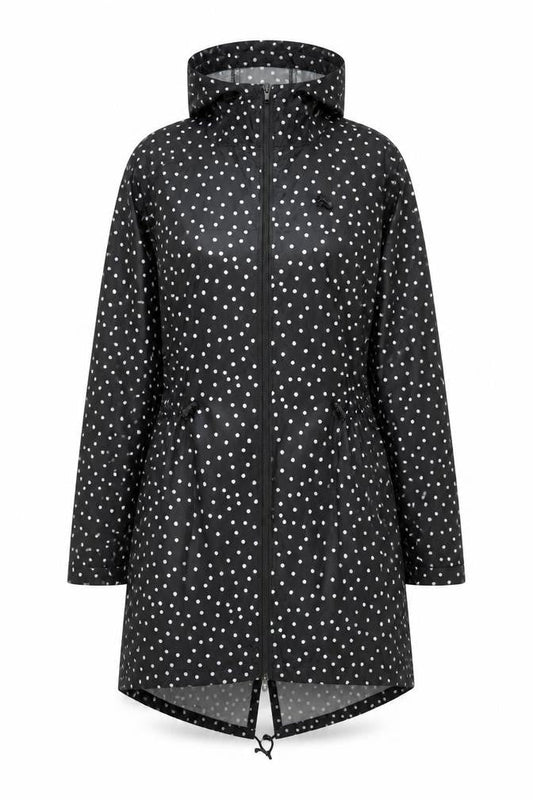 Raindrops by Finesse Women’s Black Polka Dot Rain Coat Jacket Size S
